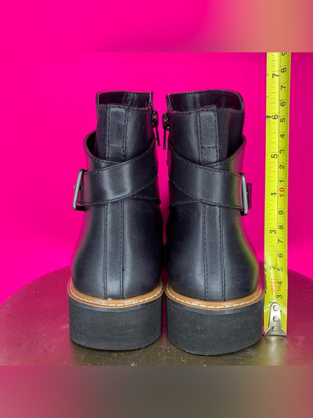 Naturalizer Aster Black Leather Wrap Buckle Strap Platform Ankle Boot US 9 UK 7 - Picture 5 of 7